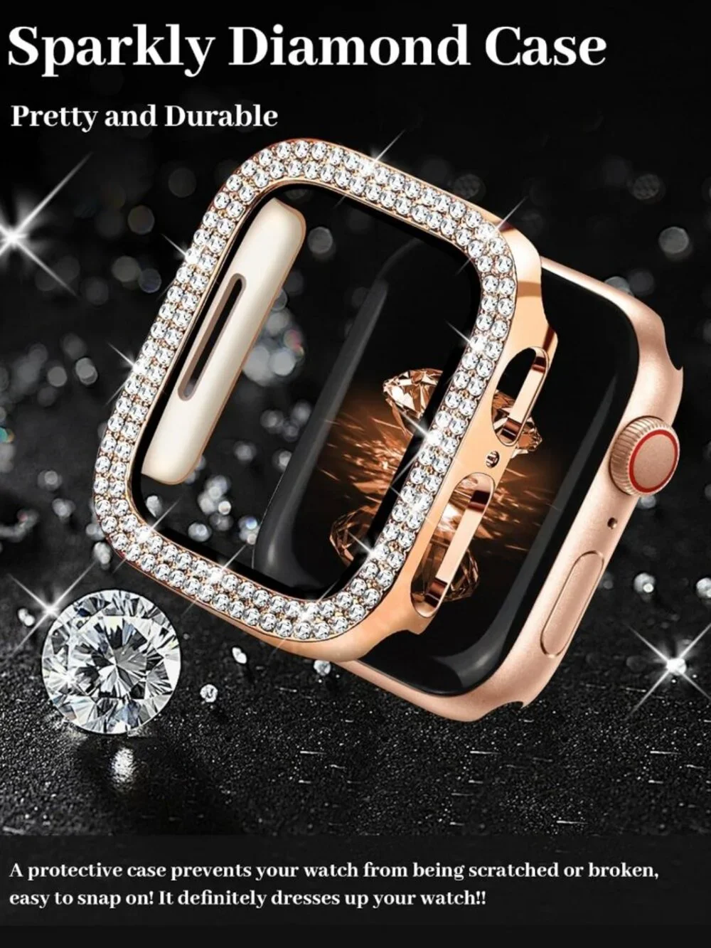 Luxury Bling Diamond Band for Apple Watch 38mm-49mm, Metal Bracelet Strap
